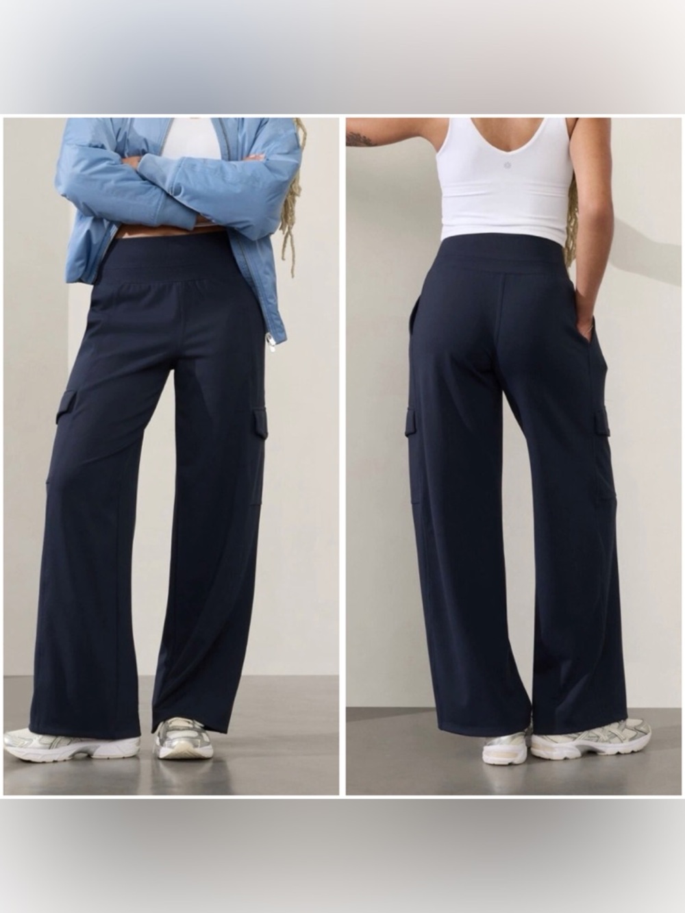 Athleta Venice Cargo Wide Leg Black Pants Medium